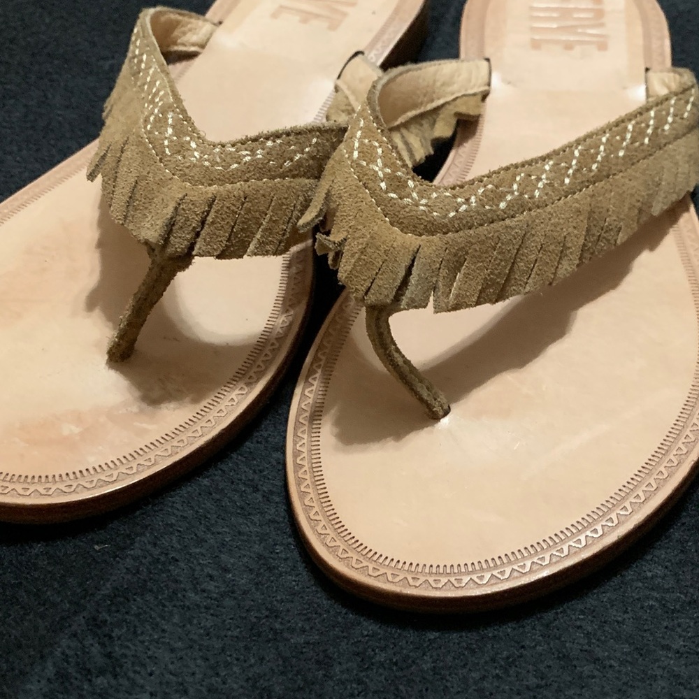 Frye Tan Leather Fringe Sandals - Picture 10 of 12